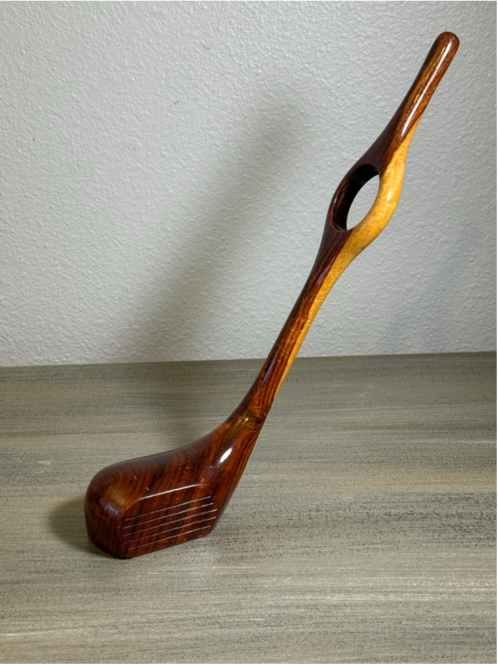 wood Golf club wine stand self balancing approximately 10”